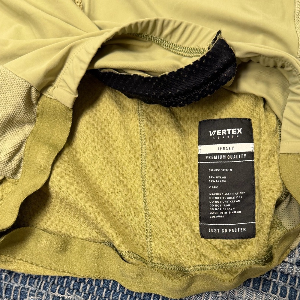 Vertex London Olive Green cycling athletic racing jersey stretch top Large - Picture 8 of 9